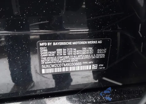 2021 BMW X7 xDrive40I z USA, uszkodzony, nr VIN 5UXCW2C07M9G50885